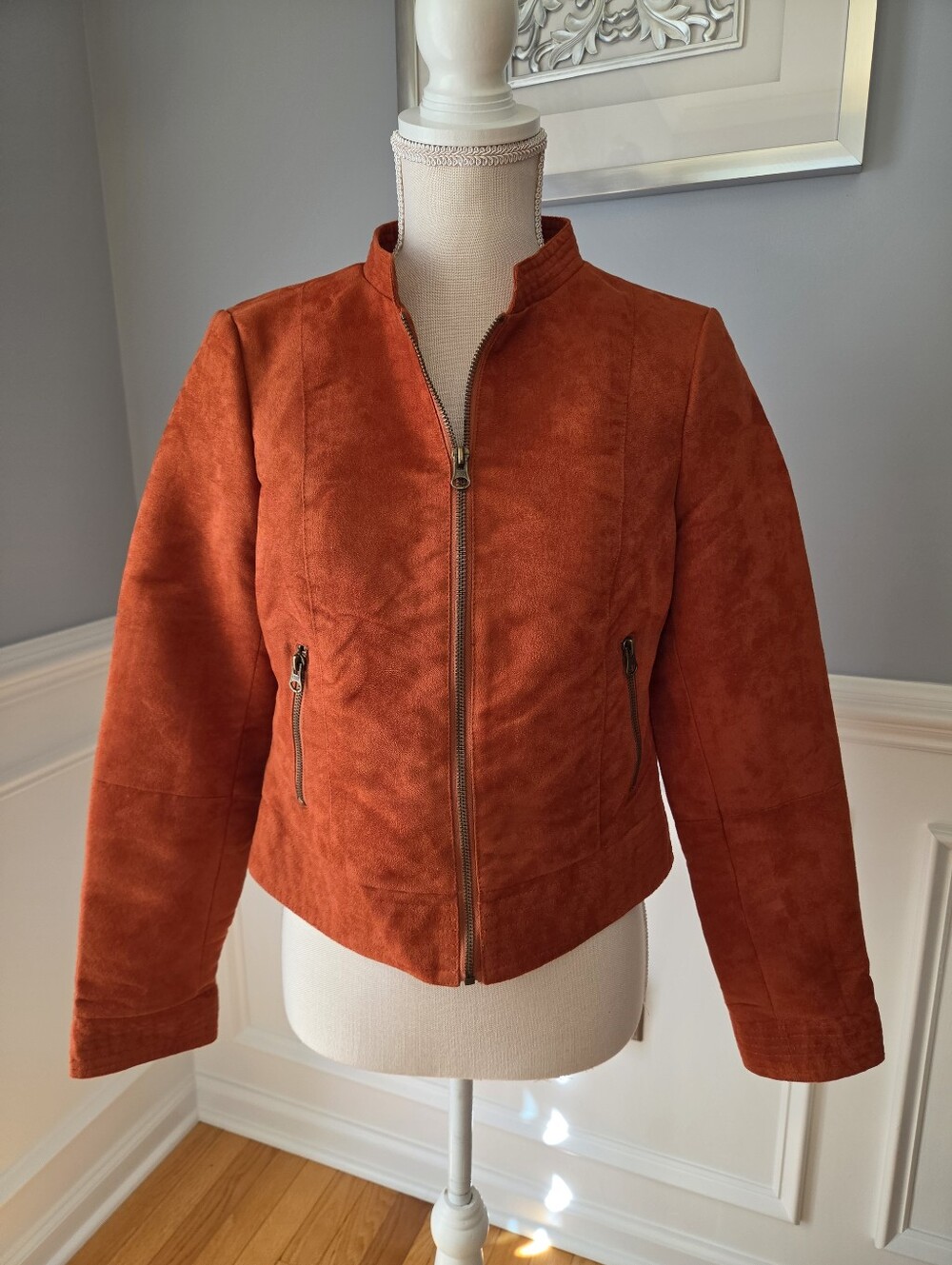 Outback Red Faux Suede Zip Up Jacket In Rust Women's Size Small